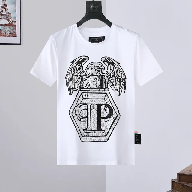 Philipp Plein T-Shirts Short-Sleeve Graphic Rhinestone T-Shirt product detail image 13