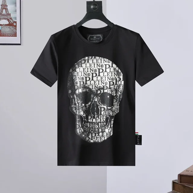 Philipp Plein T-Shirts Short-Sleeve Graphic Rhinestone T-Shirt product detail image 12