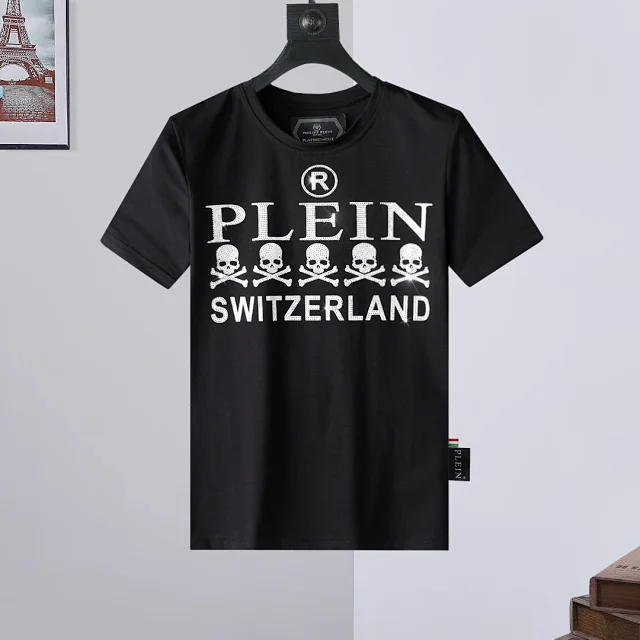 Philipp Plein T-Shirts Short-Sleeve Graphic Rhinestone T-Shirt product detail image 11