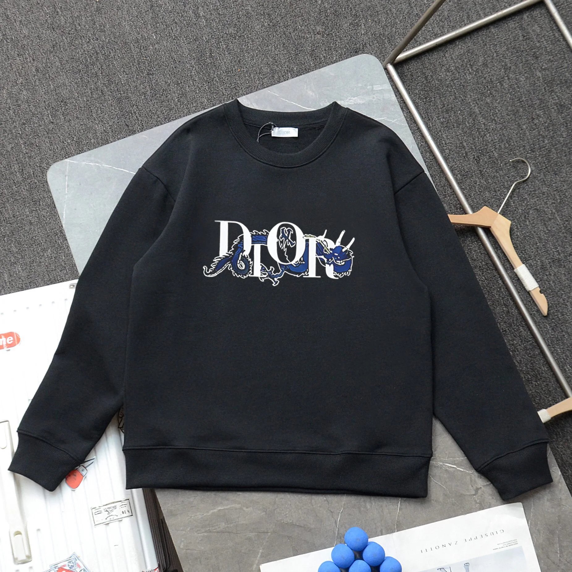 Dior Dragon Embroidered Black Hoodie - 12