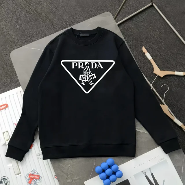 Prada Hoodies & Sweatshirts Crewneck Triangle Logo Print Sweatshirt product detail image 3