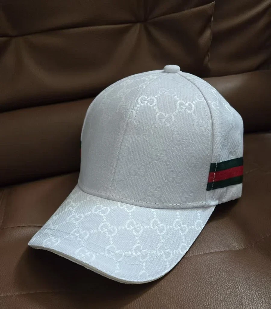 Gucci White GG Jacquard Baseball Cap