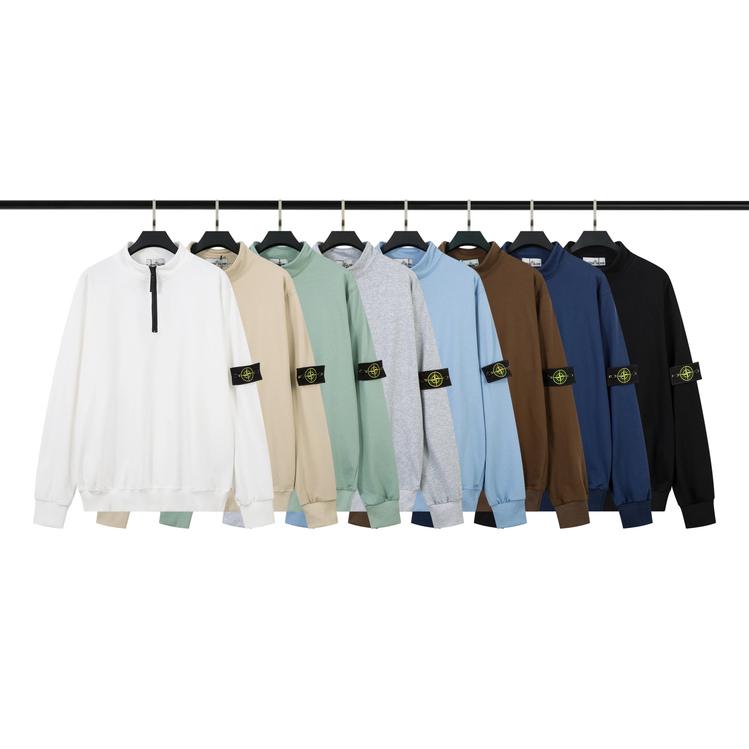 ST Compass Badge Basic Pullover Functional Casual Men's and Women's Crew Neck Sweatshirts