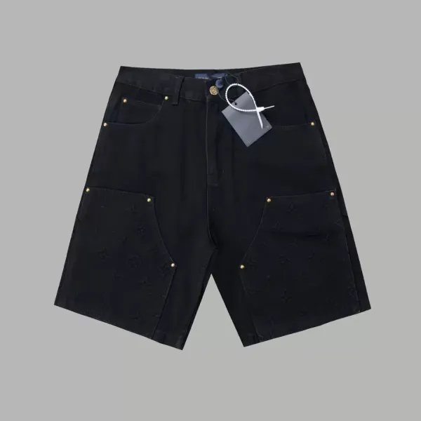 Design Mixed Emotion Paisley Embroidered Denim Shorts Blue Shorts - 5