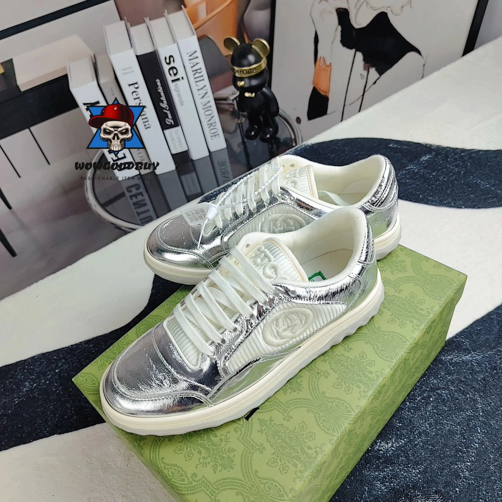 Gucci Rhyton Low-Top White and Sky Blue Sneakers - 15
