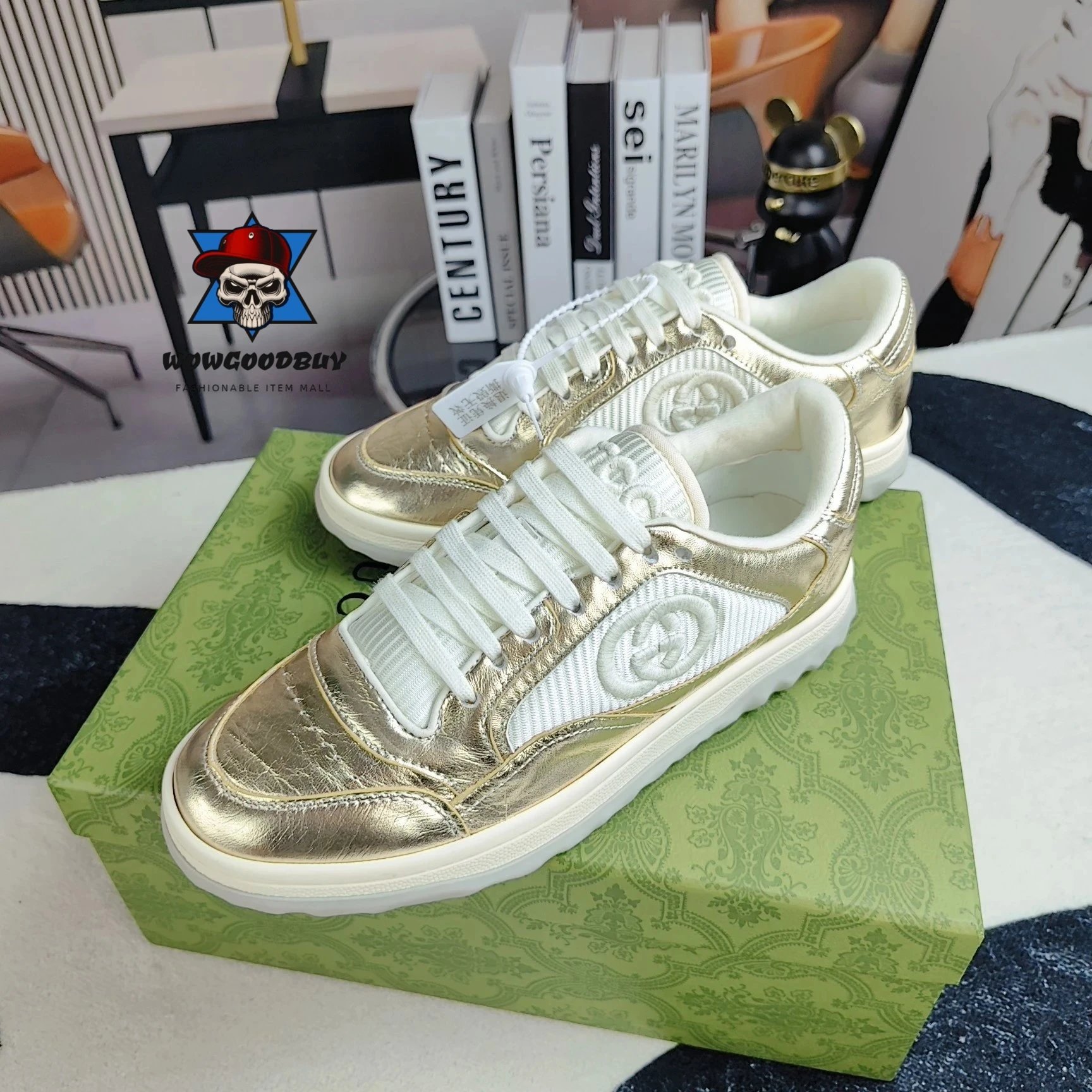 Gucci Rhyton Low-Top White and Sky Blue Sneakers - 11