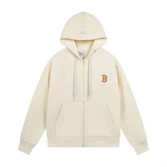 MLB Boston Red Sox Embroidered Track Jacket Beige Outerwear - 12