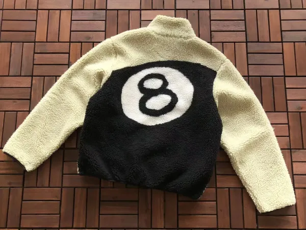 8-Ball Sherpa Fleece Jacket Green and Black Outerwear - 12