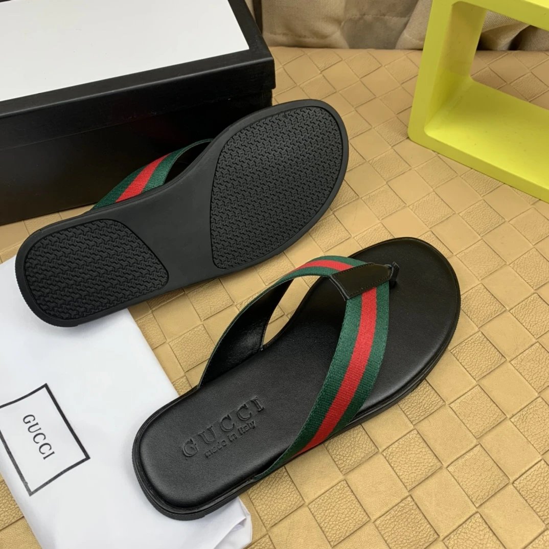 Gucci Web Stripe Slide Sandals Black Navy Red - 10