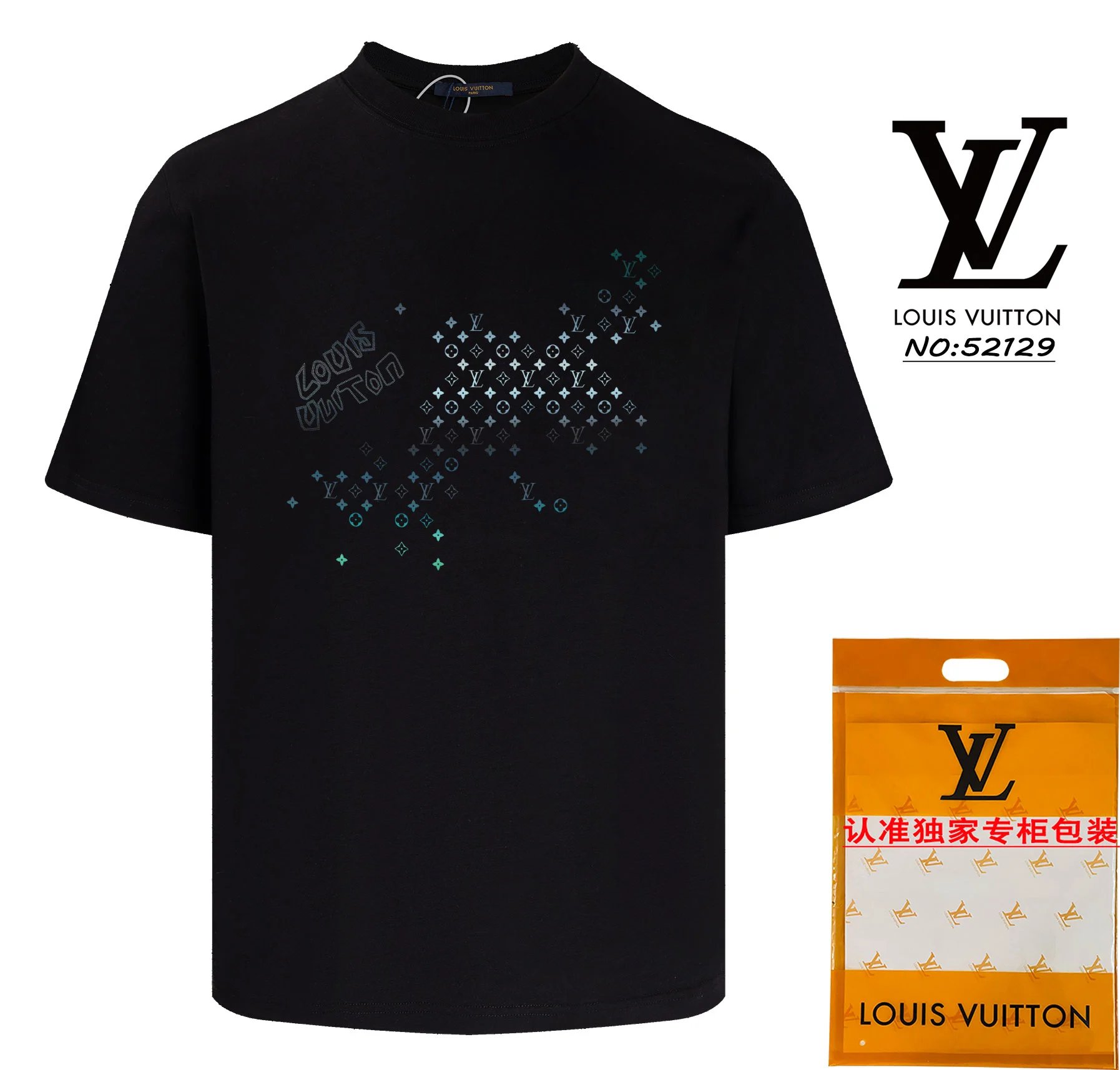Louis Vuitton Scattered Monogram Gradient Tee Black