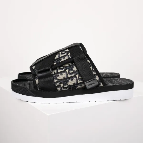 Dior B23 Oblique Slide Sandals Beige White Sandals - 3
