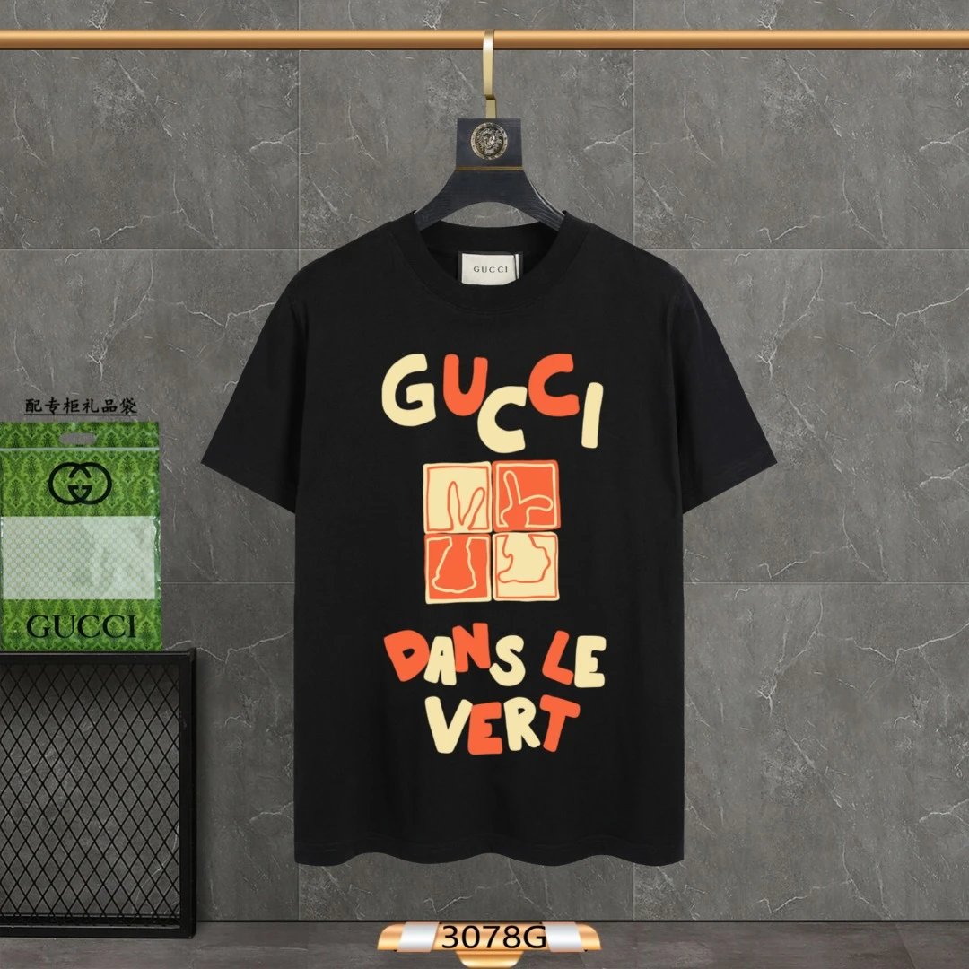 Gucci Dans Le Vert Rabbit Square Graphic Tee Black