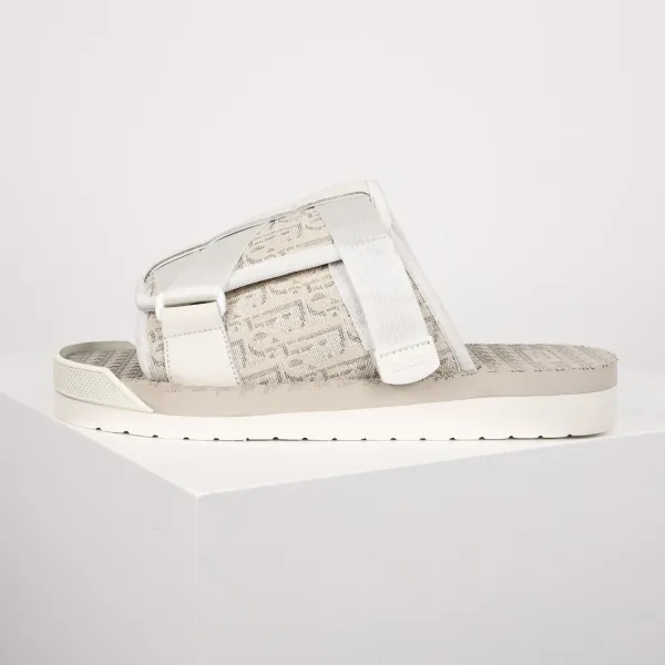 Dior B23 Oblique Slide Sandals Beige White Sandals - 6