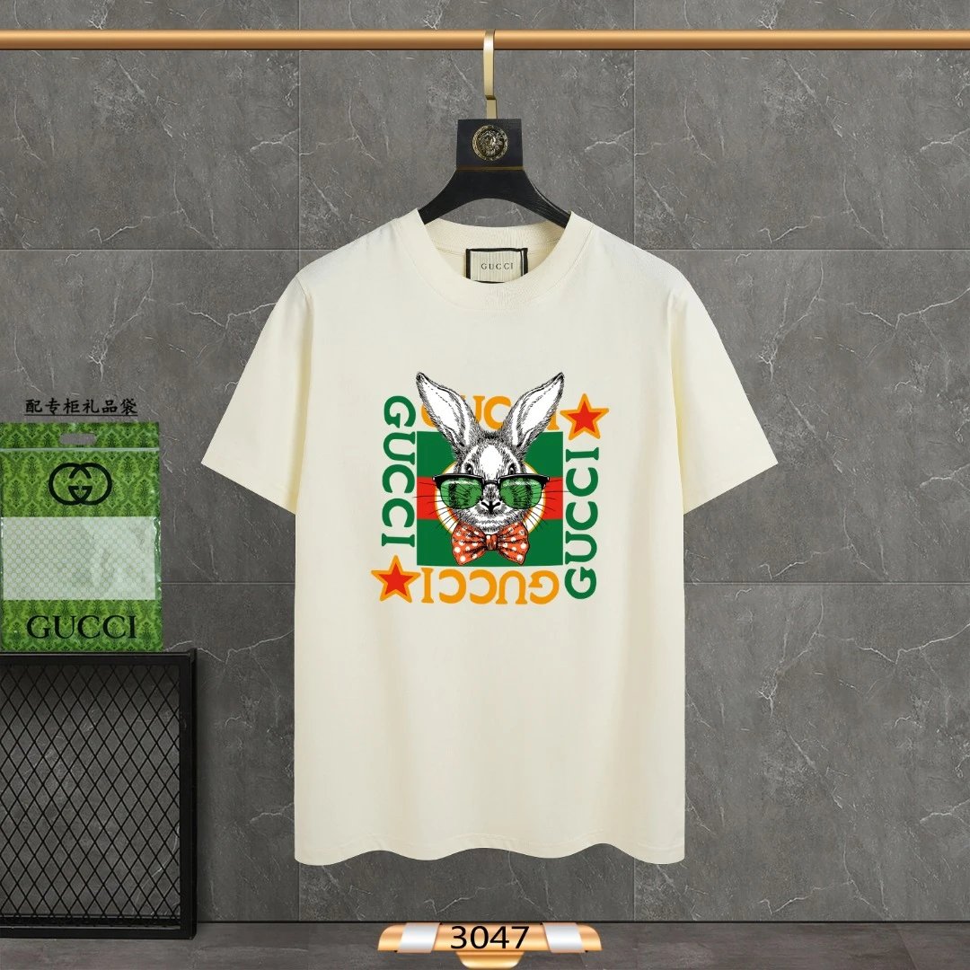 Gucci Rabbit Bow Tie Graphic Tee Cream