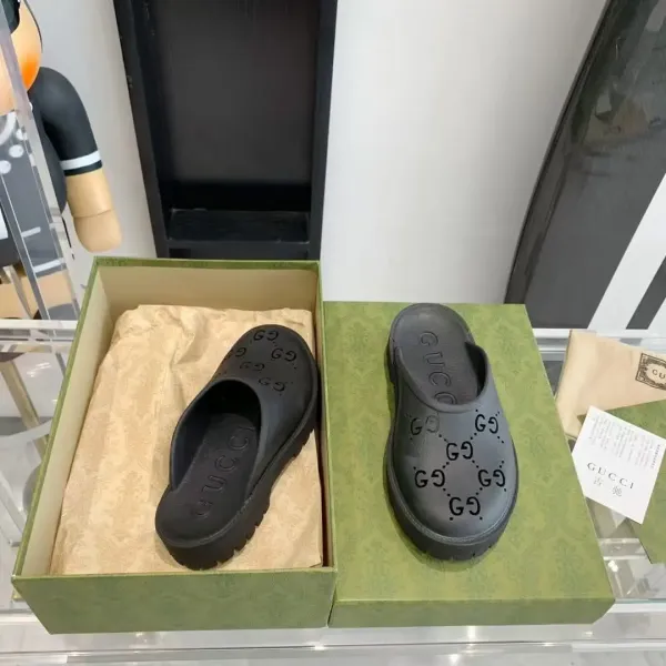 Gucci GG Marmont Slide Sandals Black Slippers - 3