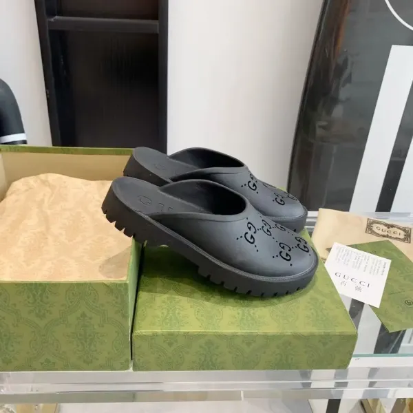 Gucci GG Marmont Slide Sandals Black Slippers - 5