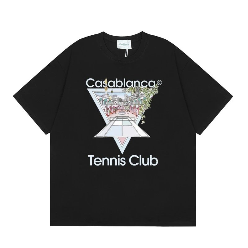 Casablanca Tennis Club Court Graphic Tee Black