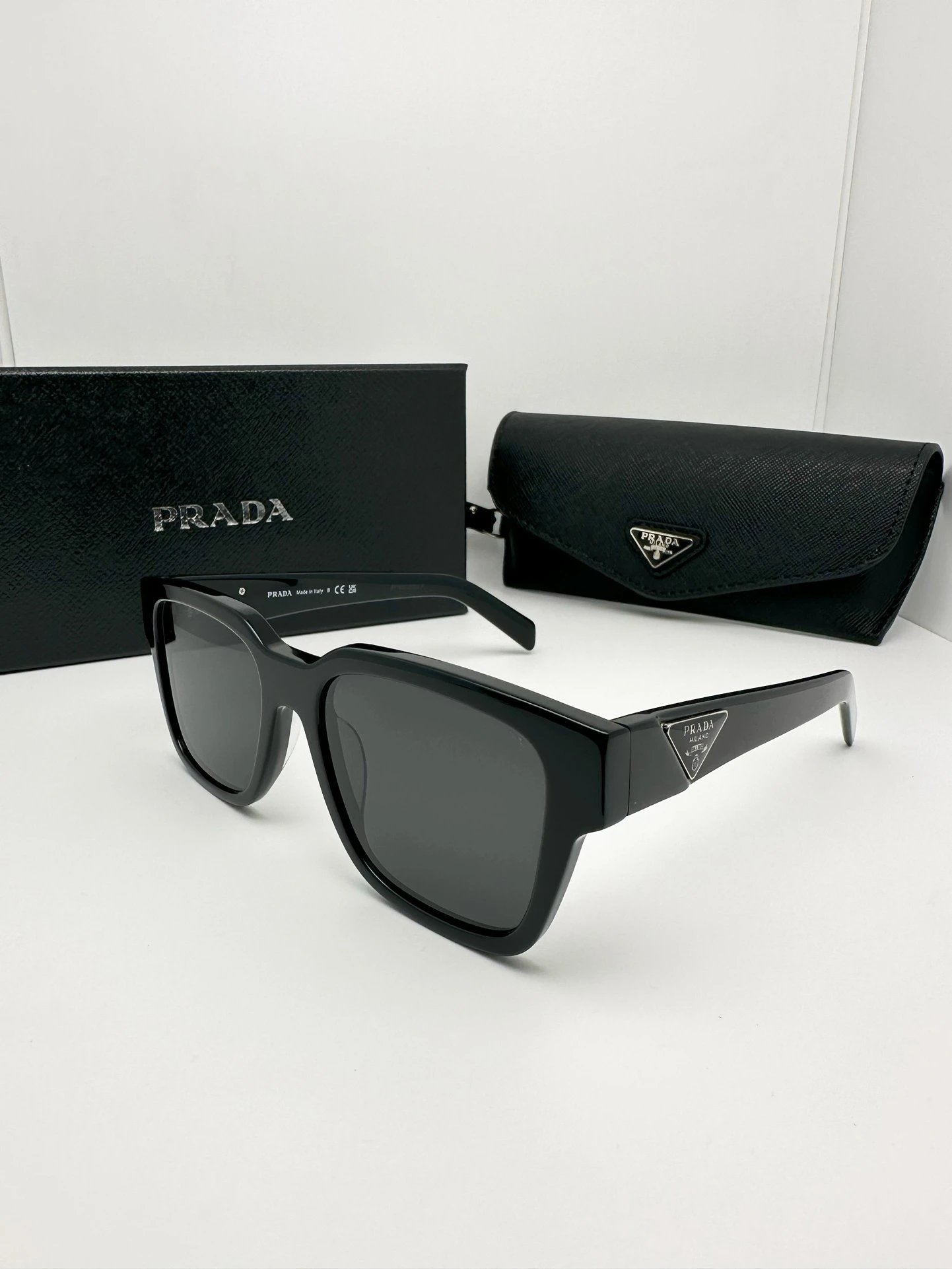 Prada Eyewear Square-frame sunglasses with triangle-logo temples image 4