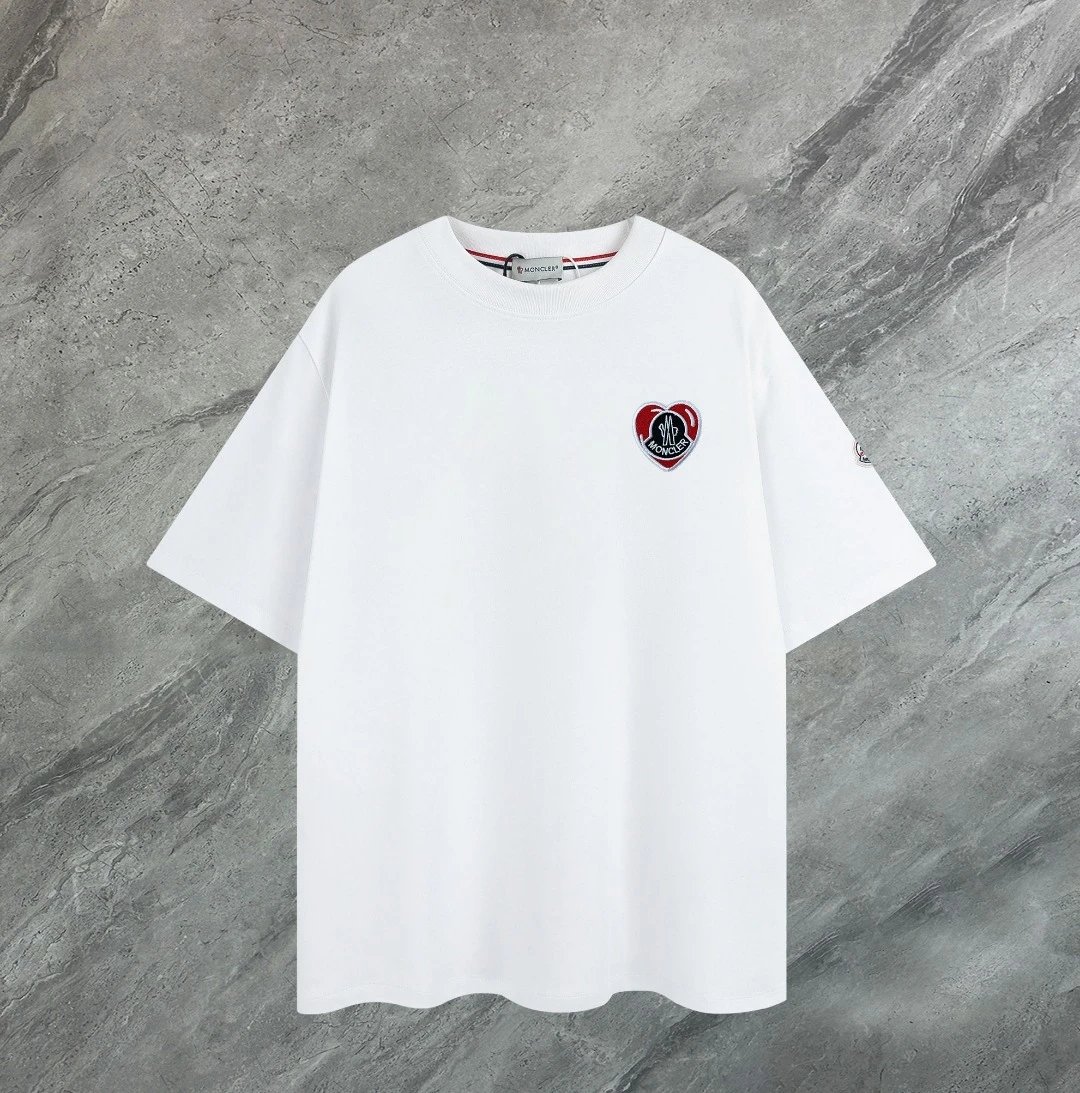 Moncler Heart Logo Tee White Red