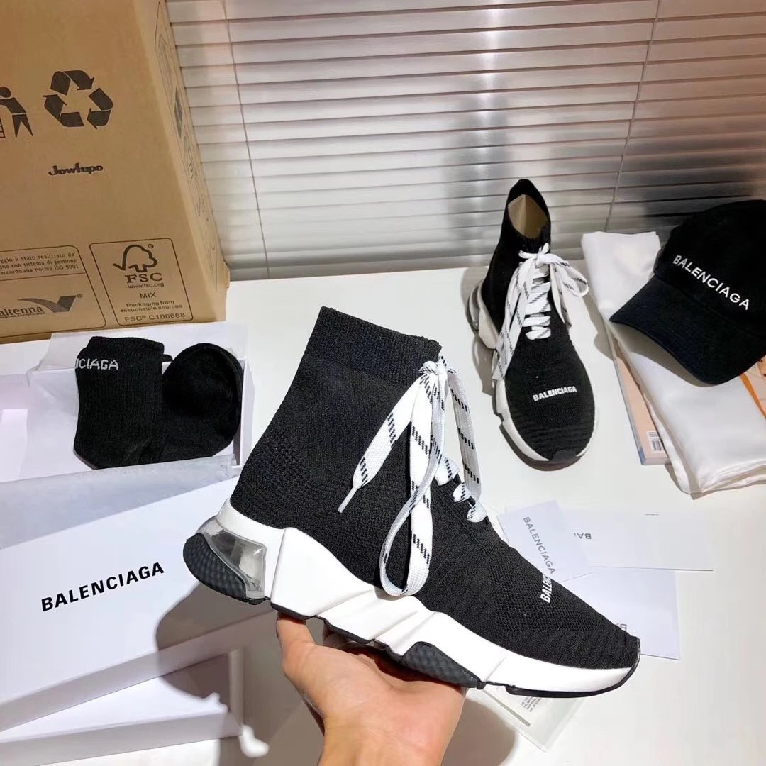 Balenciaga Speed 2.0 Lace Up Black White