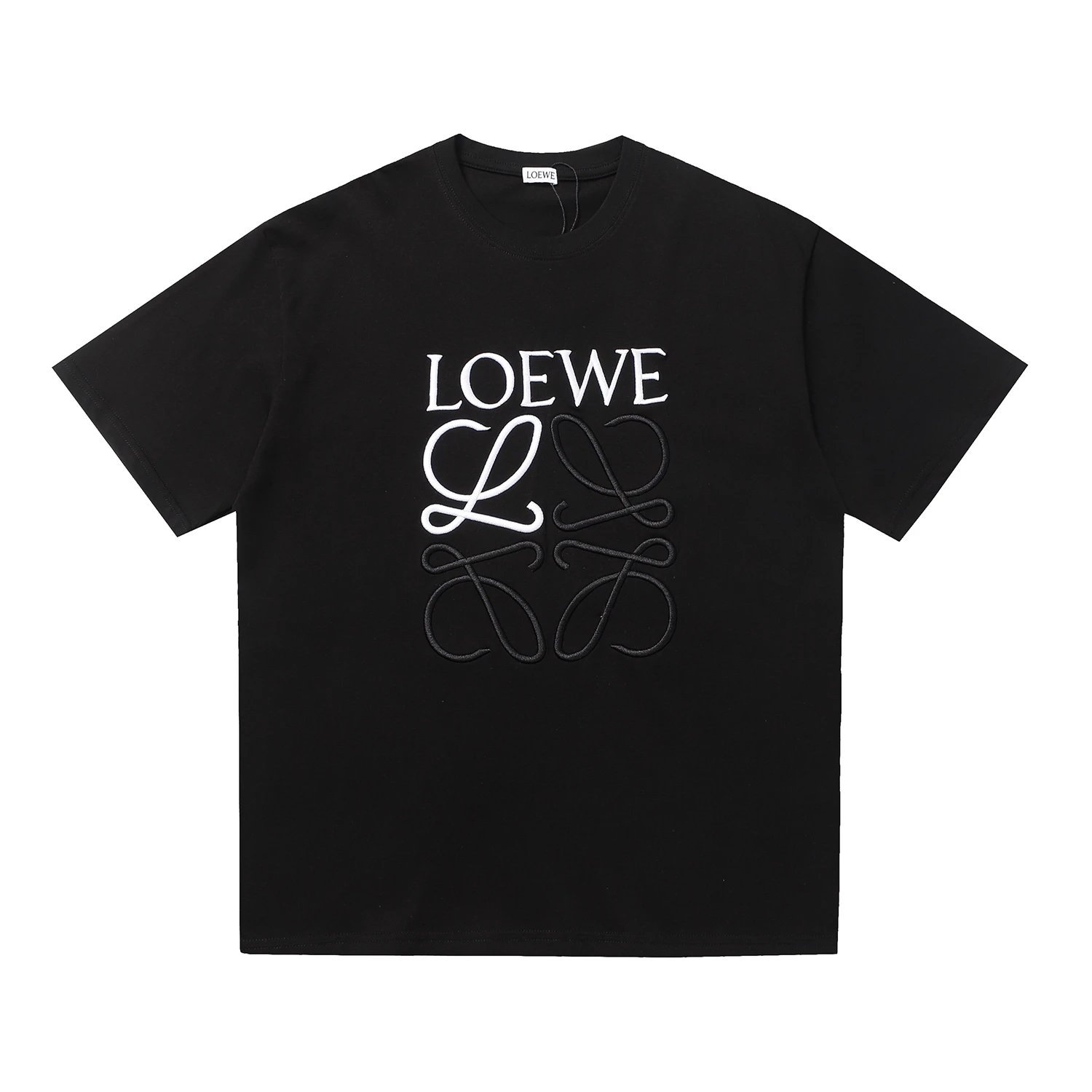 Loewe Anagram Bicolor Embroidered Tee Black
