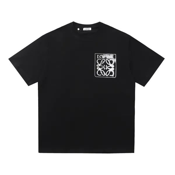 Loewe Anagram Embroidered Black T-Shirt with Beige Trim - 10