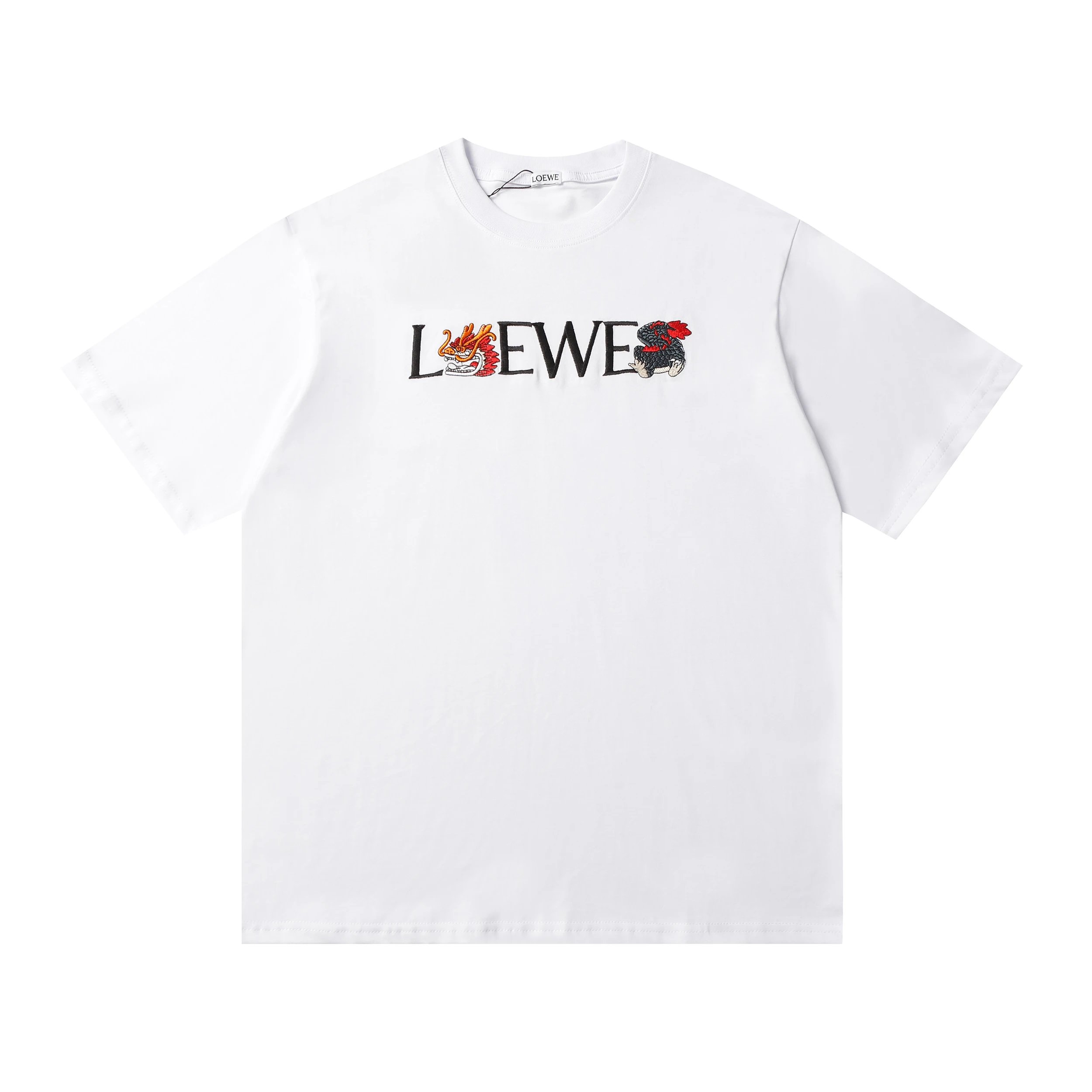 Loewe Dragon Embroidered Logo Tee Black