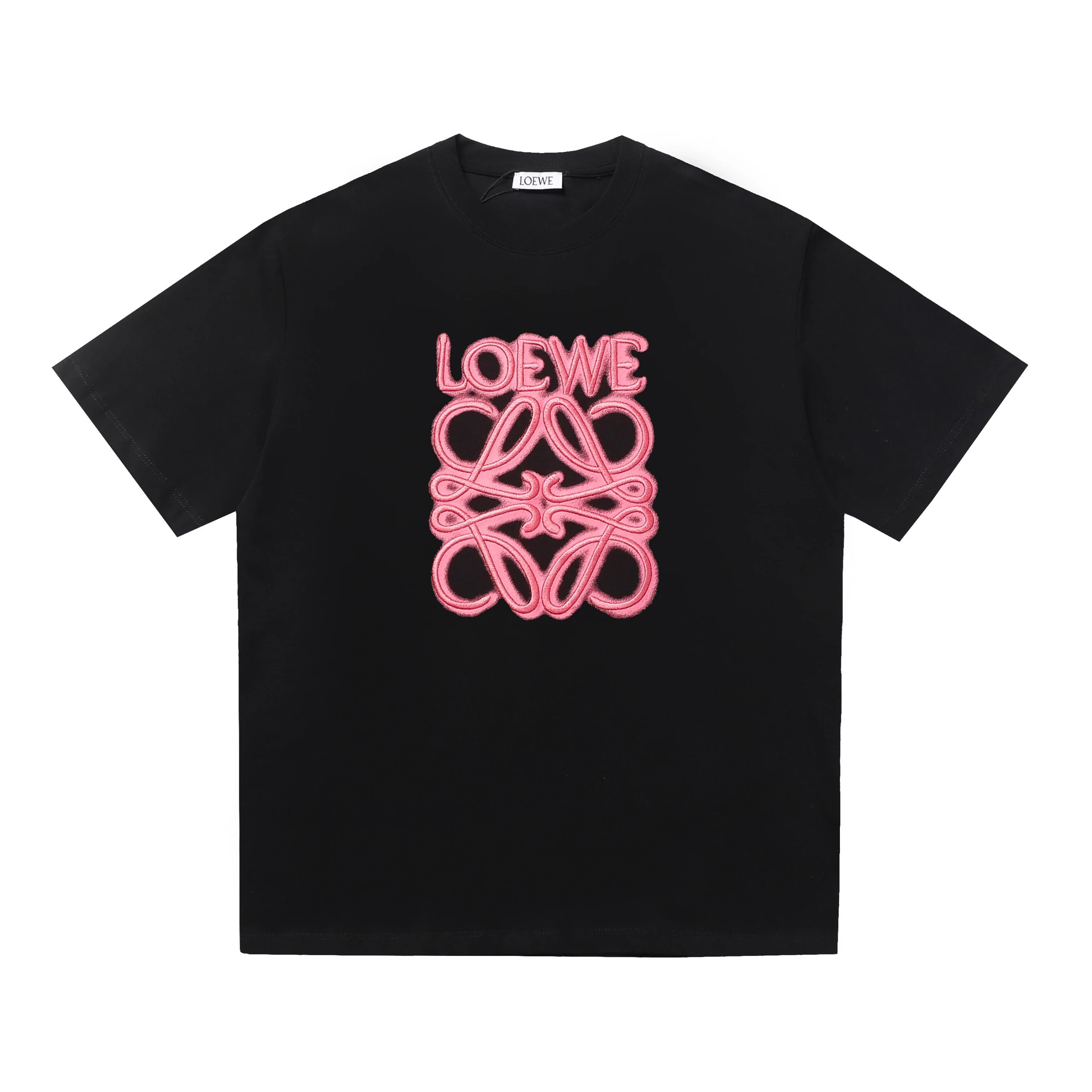 Loewe Anagram Embroidered Tee Black Pink