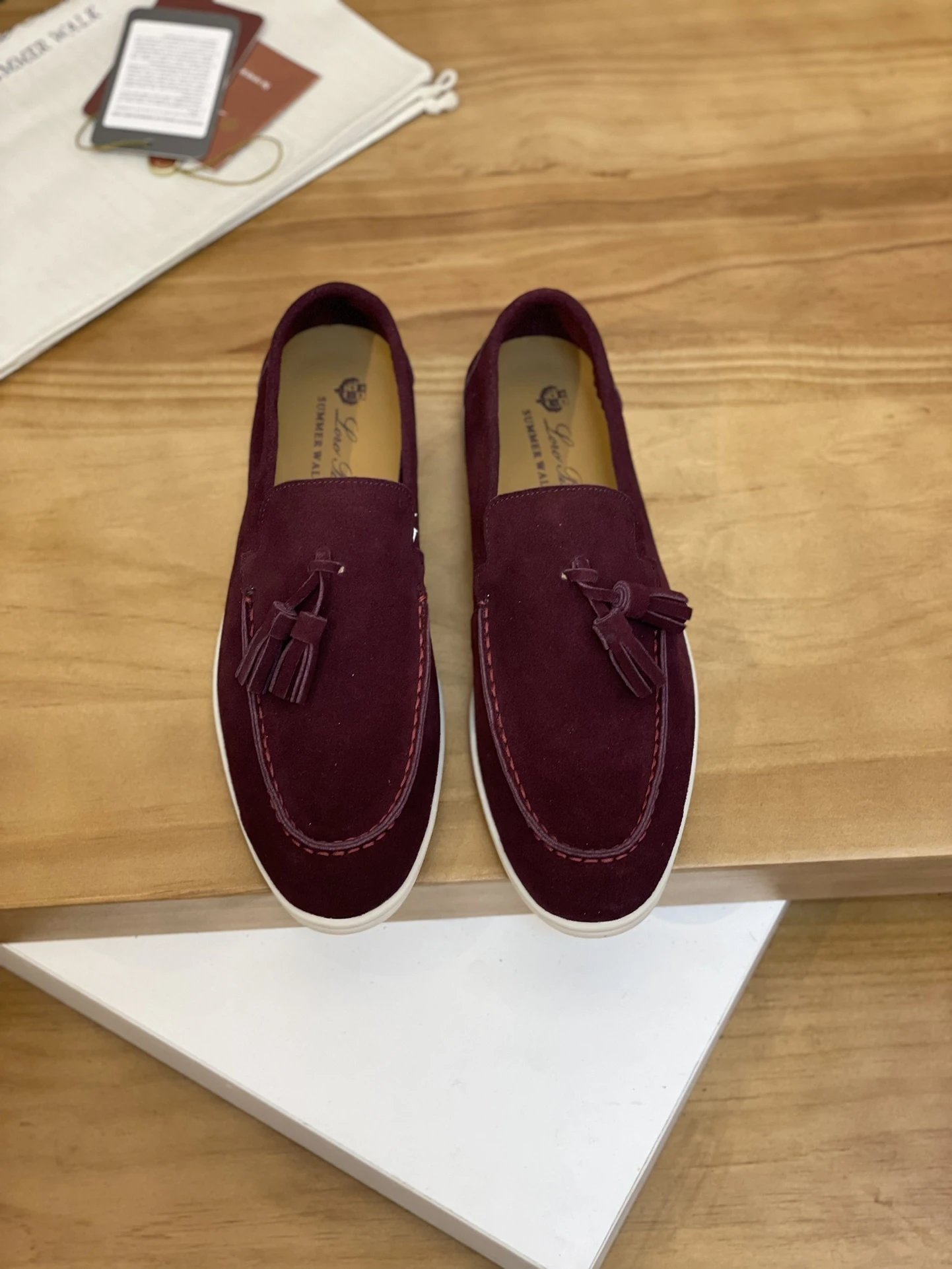 Loro Piana Shoes Burgundy Suede