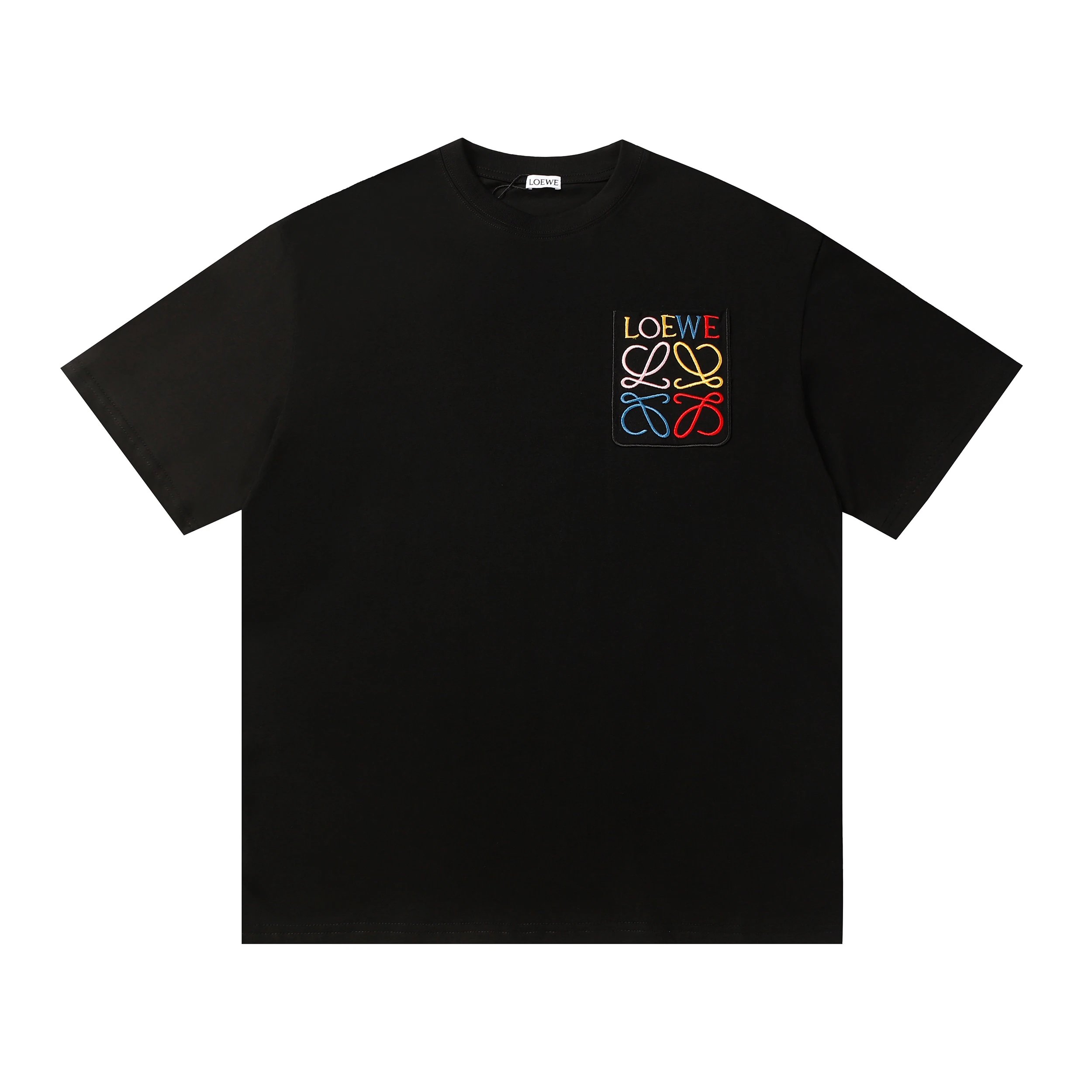 Loewe Anagram Multicolor Embroidered Pocket Tee Black
