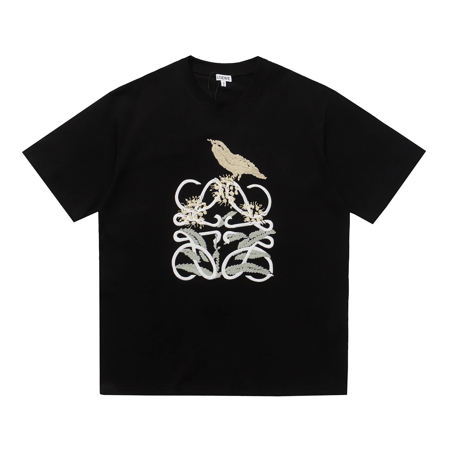 Loewe Anagram Bird Embroidered Tee Black