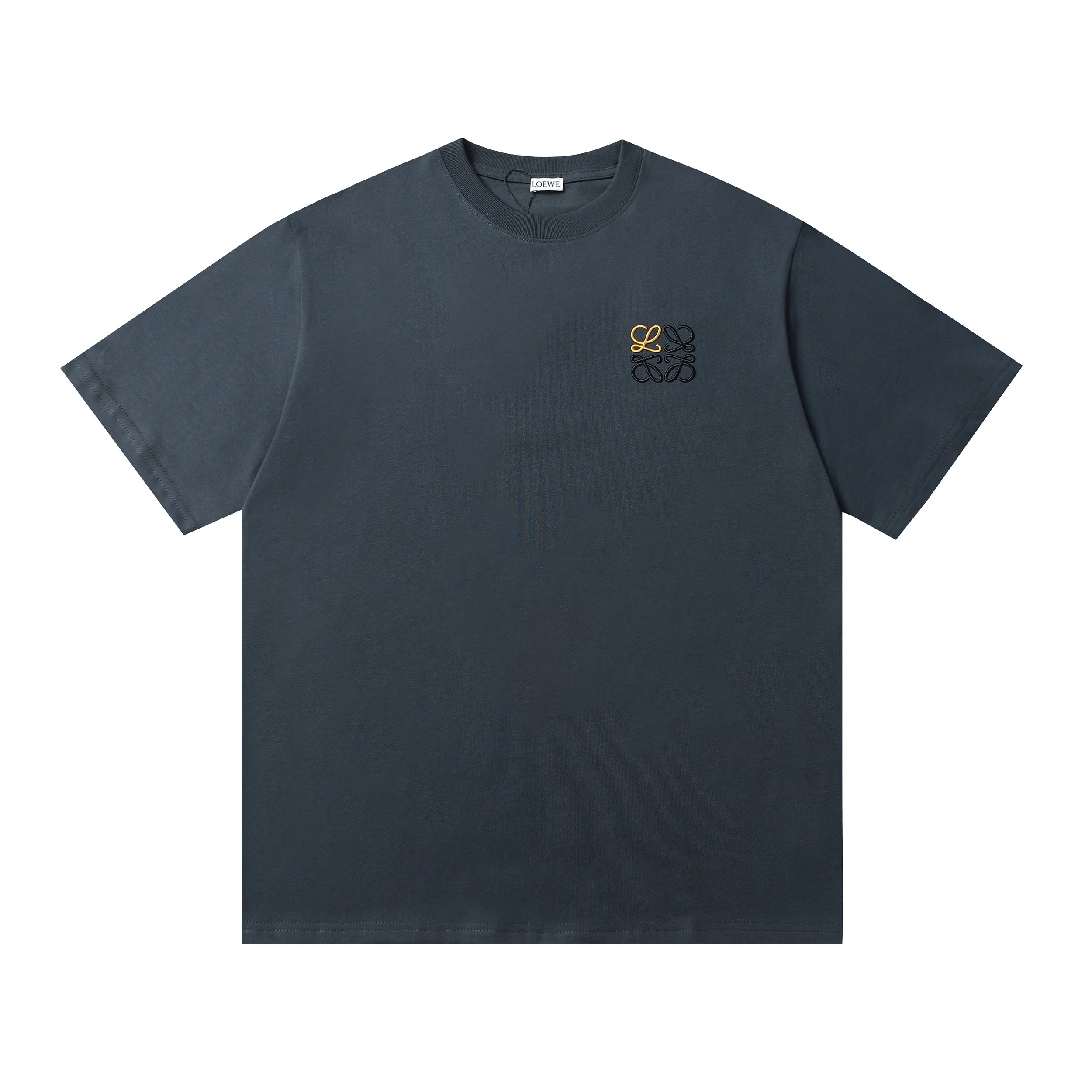 Loewe Anagram Gold Script Tee Dark Grey