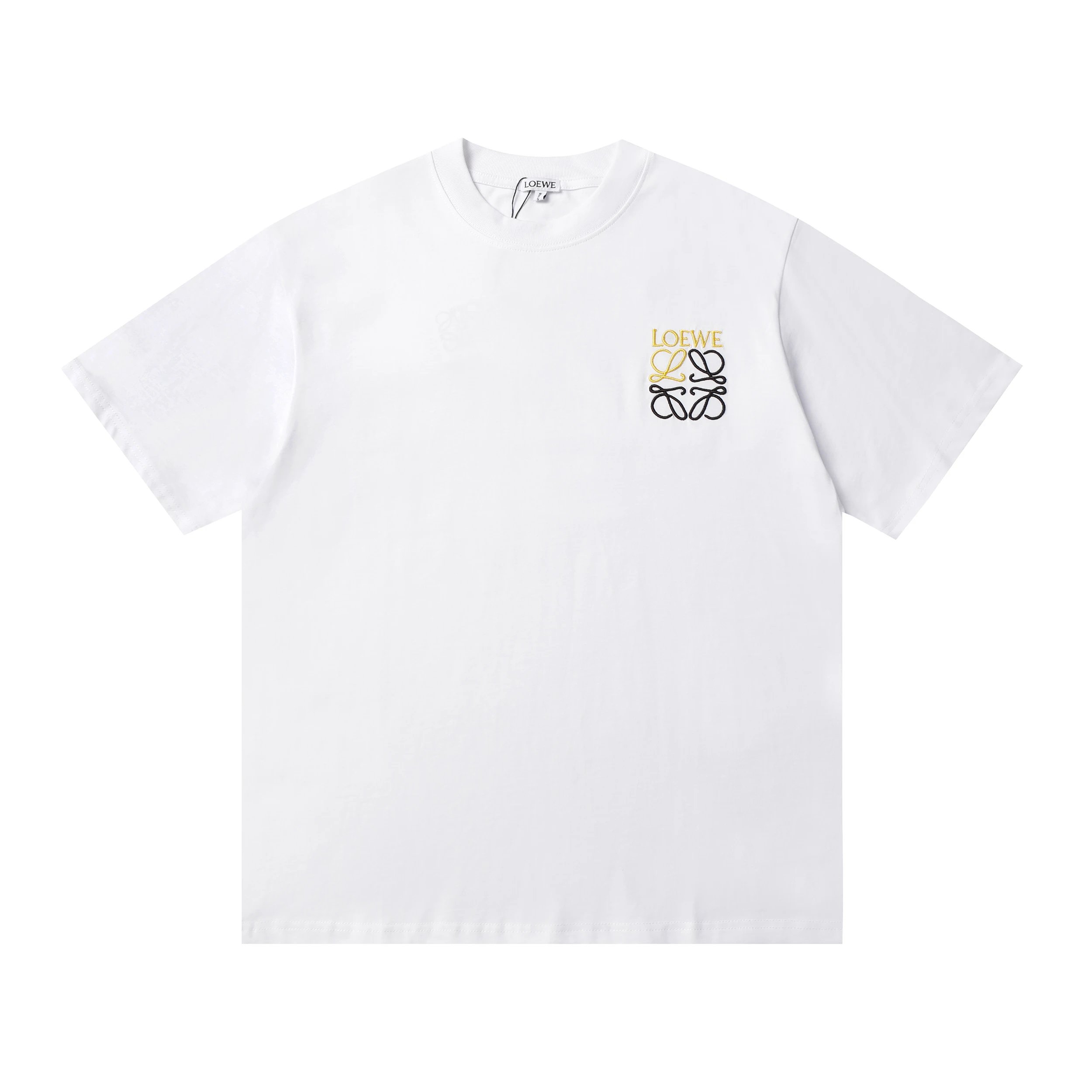 Loewe Anagram Gold Yellow Script Tee White
