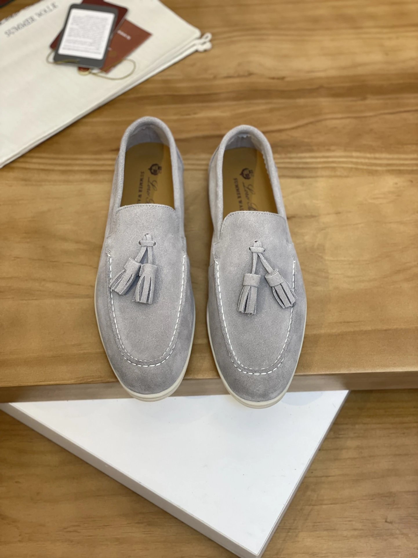 Loro Piana Summer Walk Tassel Loafer Teal Blue