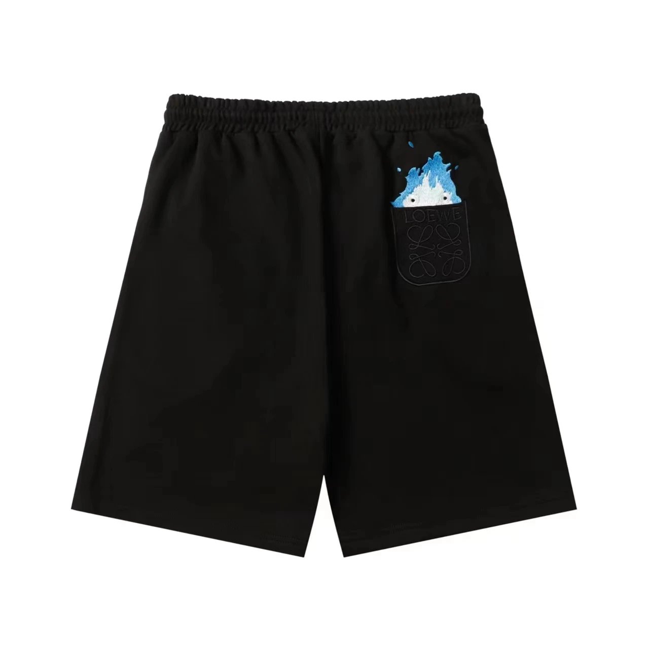 Loewe Logo Embroidered Black Sweat Shorts - 8