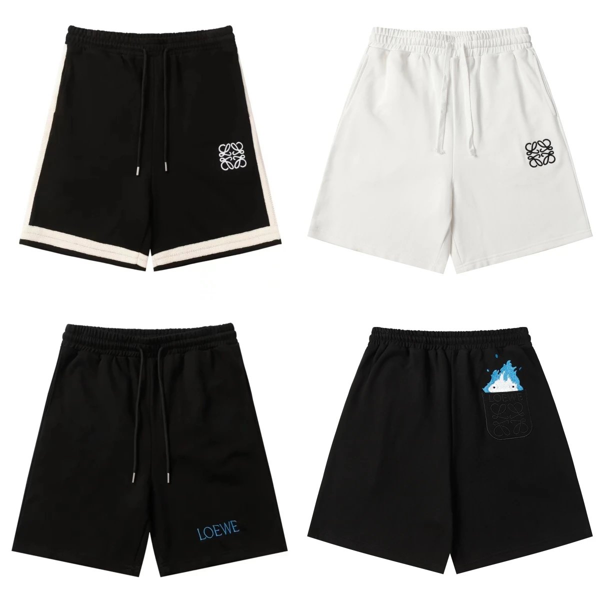 Loewe Logo Embroidered Black Sweat Shorts - 3