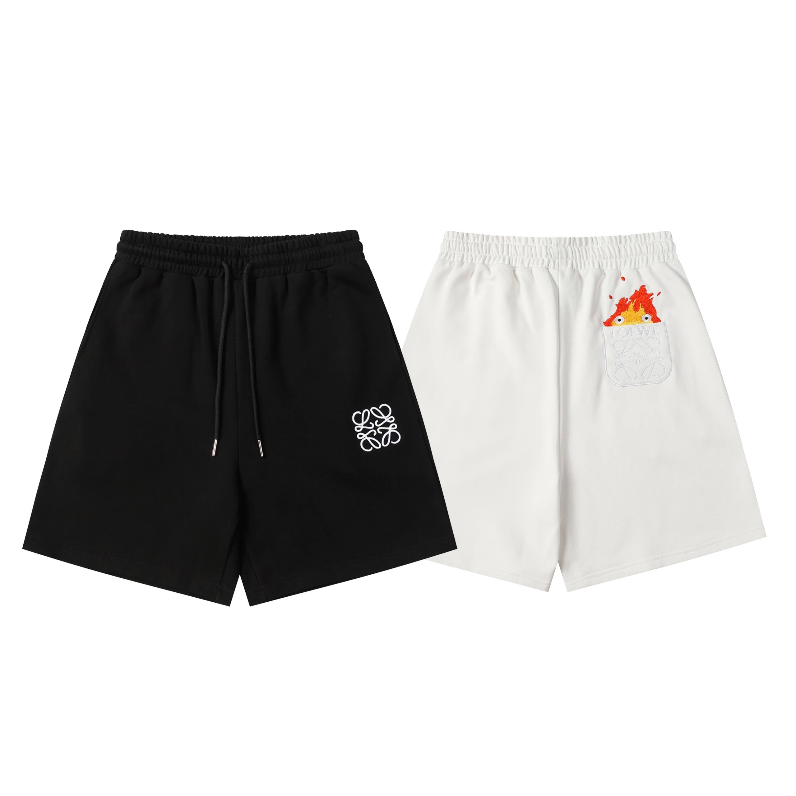 Loewe Logo Embroidered Black Sweat Shorts - 5