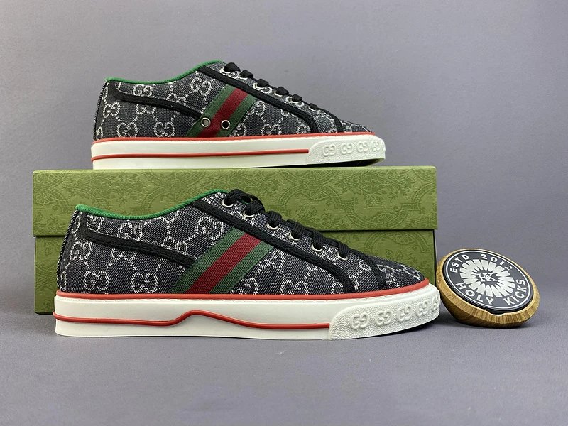 Gucci Tennis 1977 GG Denim Canvas Sneaker Black Red