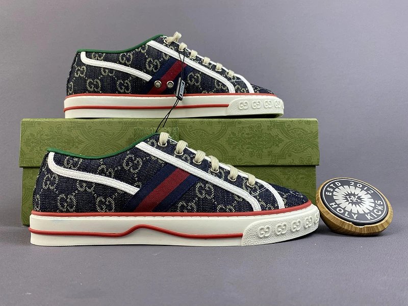 Gucci Tennis 1977 GG Denim Blue White