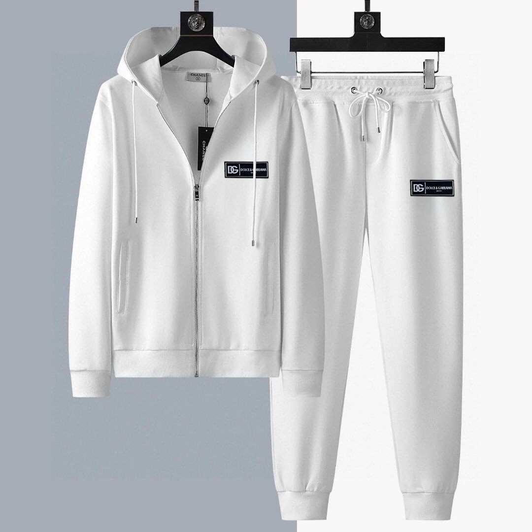 Dolce & Gabbana DG Logo Zip Hoodie Tracksuit White