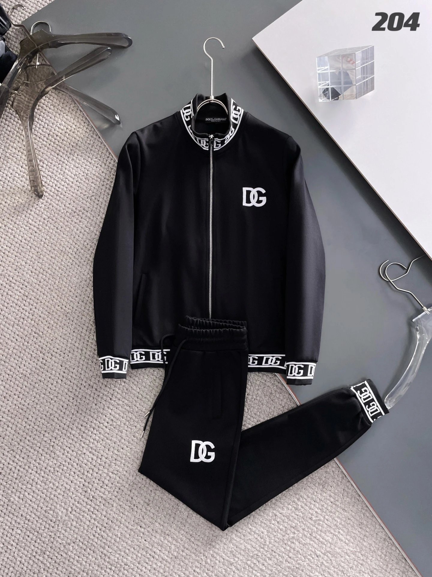 Dolce & Gabbana DG Logo Zip Tracksuit Black