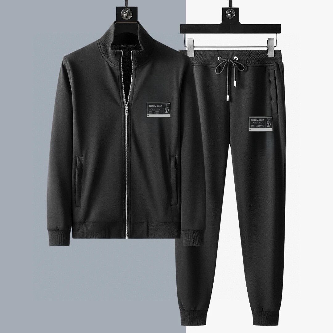 Dolce & Gabbana DG Plate Logo Zip Tracksuit Black