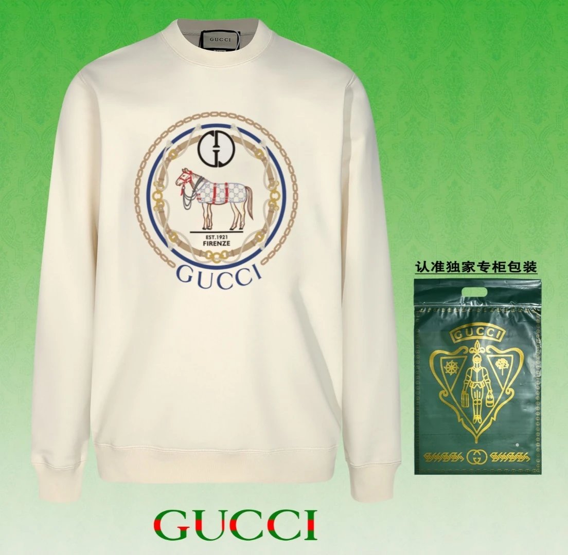 Gucci Firenze Horse Crest Crewneck Sweatshirt Cream