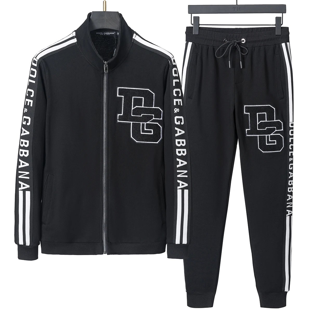 Dolce & Gabbana DG Logo Stripe Tracksuit Black White