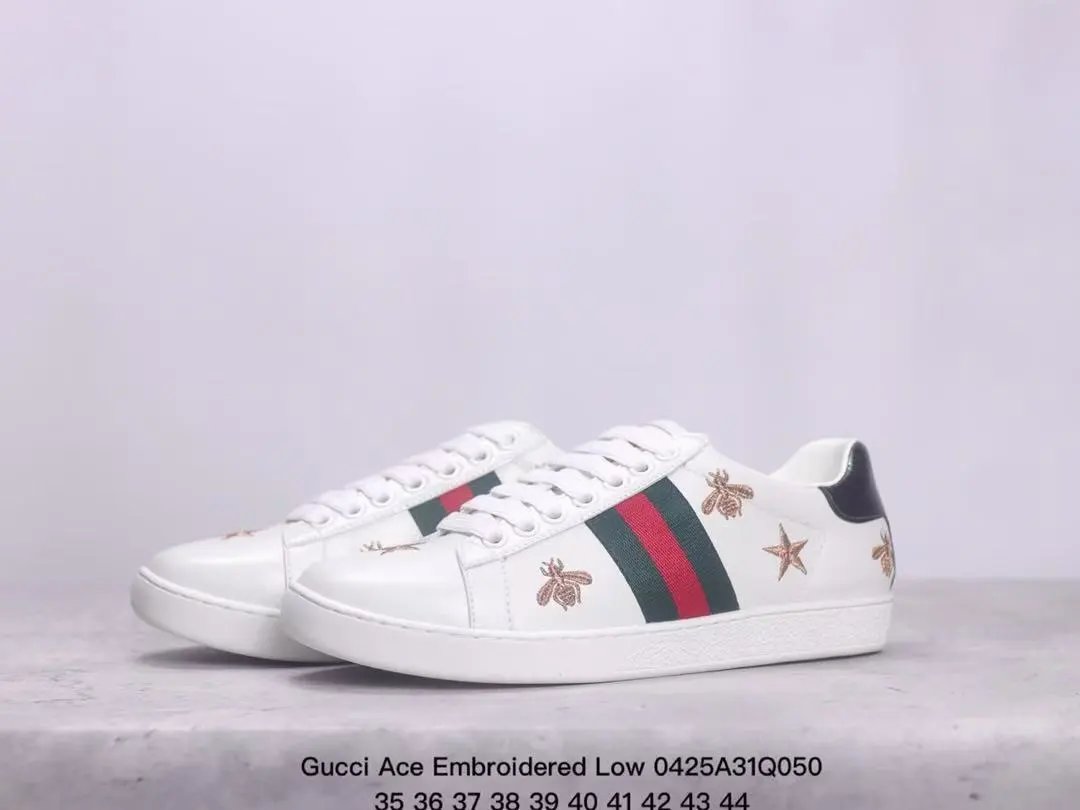 Gucci Ace Bee Stars Embroidered Low White