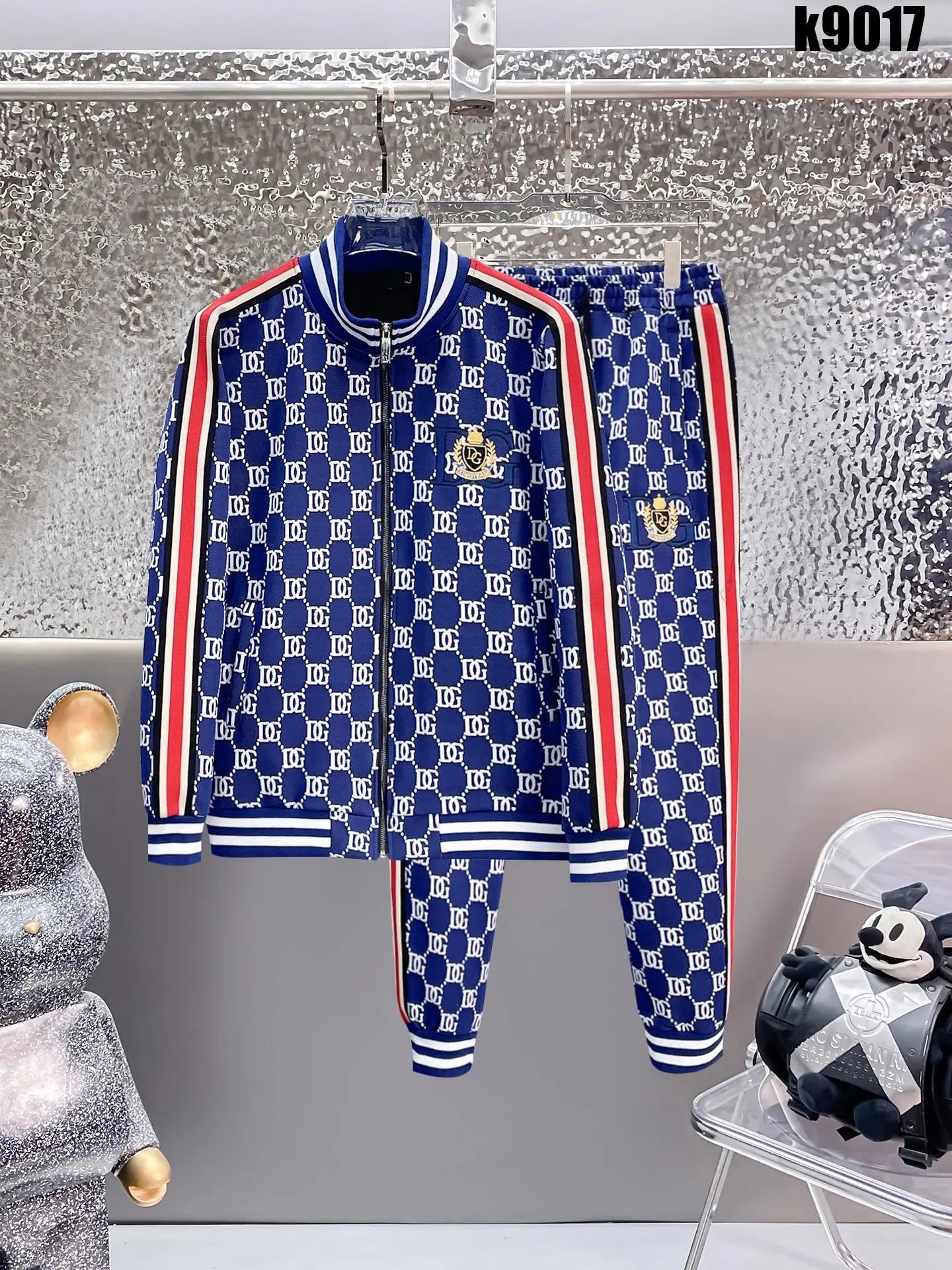 Dolce & Gabbana DG Allover Monogram Tracksuit Blue Red