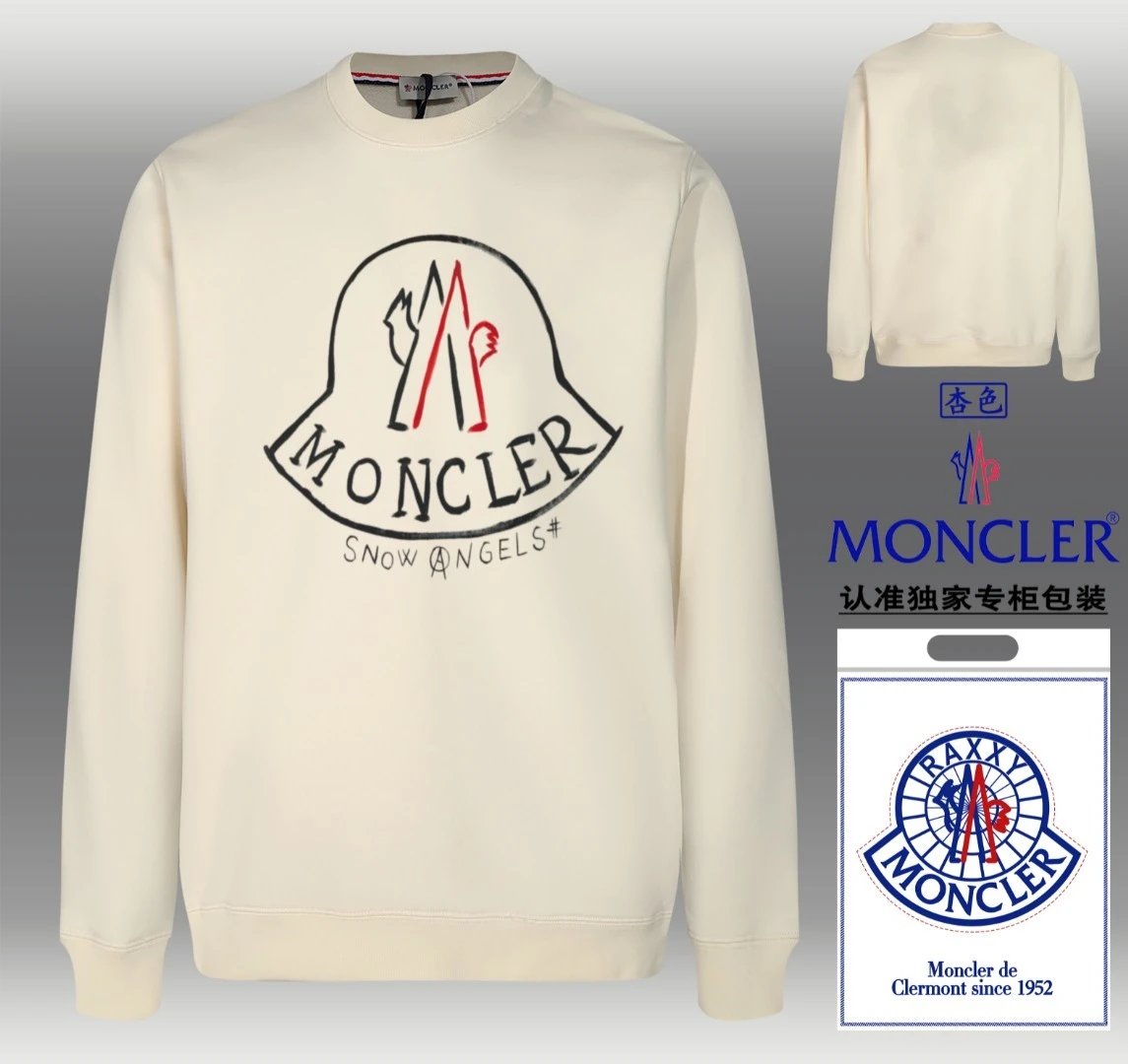 Moncler Snow Angels Logo Crewneck Cream