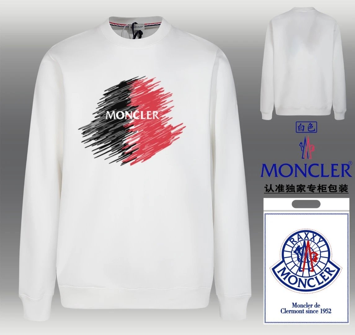 Moncler Brushstroke Logo Crewneck White Black Red