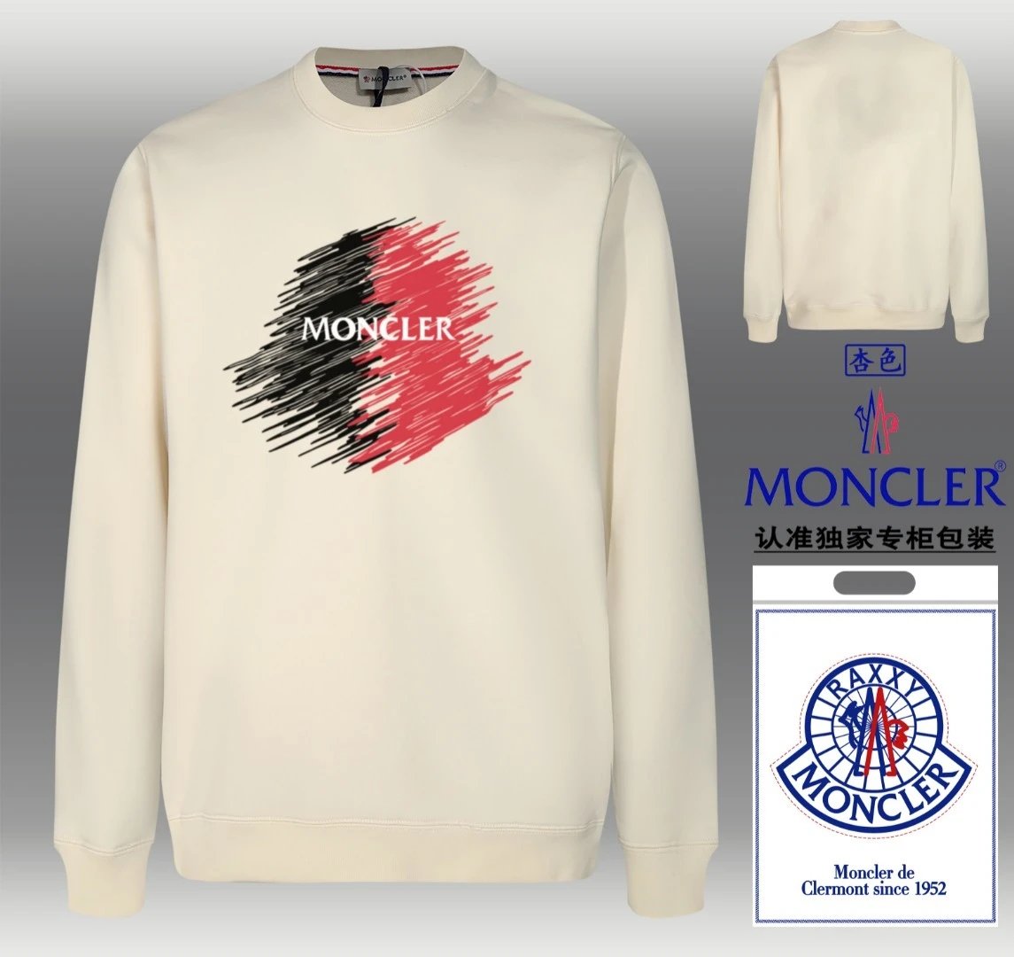 Moncler Brushstroke Logo Crewneck Cream Black Red