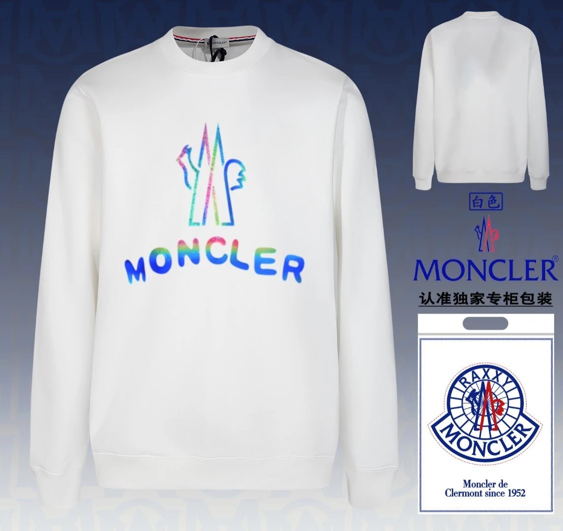 Moncler Iridescent Logo Crewneck White Rainbow